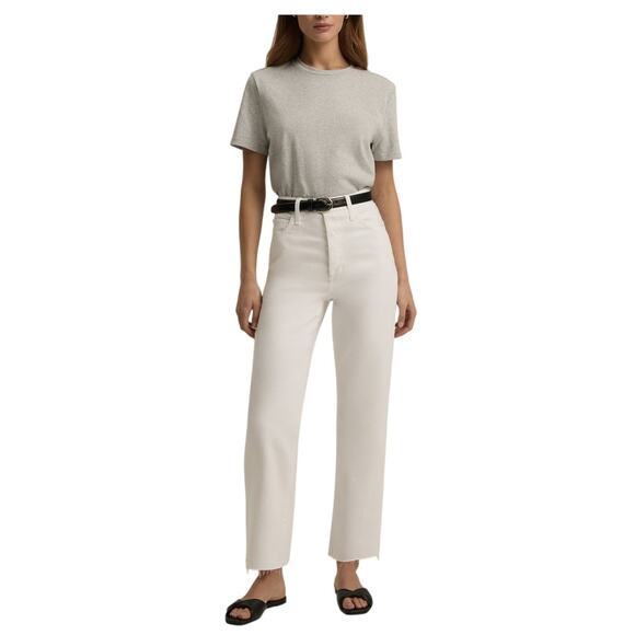 Favorite Daughter 'The Otto' White Cotton High Rise Boyfriend Ankle Denim Jean - Picture 1 of 5